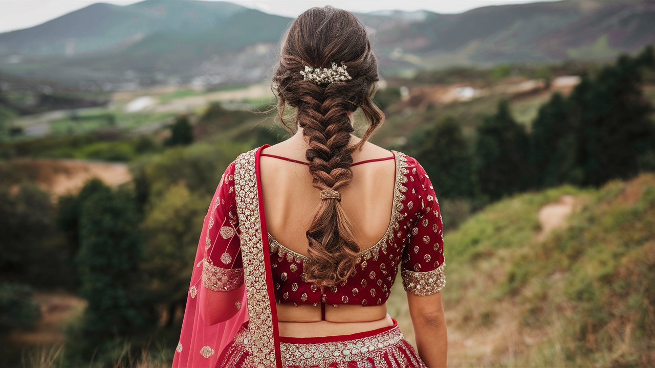 Semi-Stitched Lehenga Hairstyles for Different Hair Types: Updos and Braids