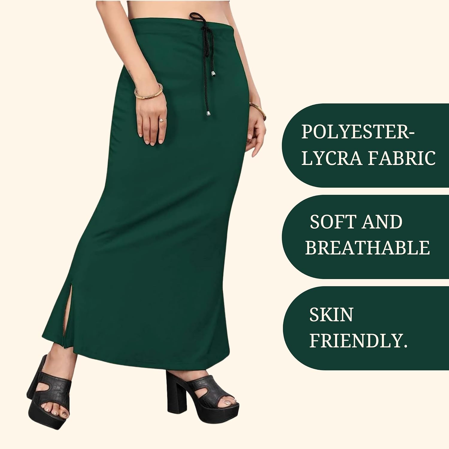 Lycra Saree Shapewear Petticoat for Women by Shreekama Dark Green Clothing Accessories for Party Festival Wedding Occasion in Noida