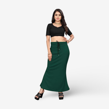 Lycra Saree Shapewear Petticoat for Women by Shreekama Dark Green Clothing Accessories for Party Festival Wedding Occasion in Noida