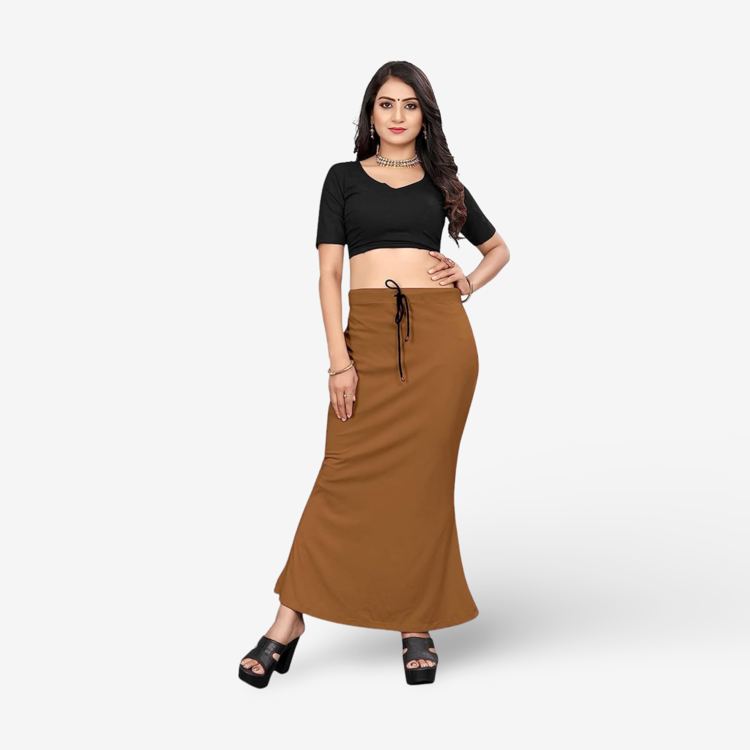 Lycra Saree Shapewear Petticoat for Women by Shreekama Brown Clothing Accessories for Party Festival Wedding Occasion in Noida