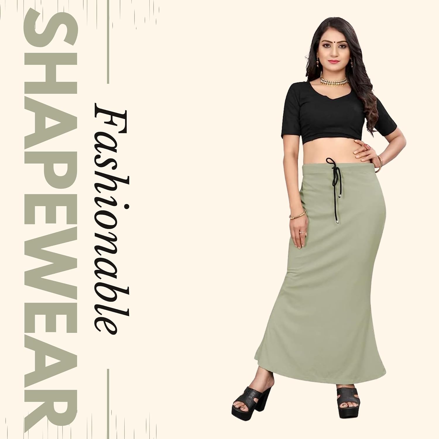 Lycra Saree Shapewear Petticoat for Women by Shreekama E. Green Clothing Accessories for Party Festival Wedding Occasion in Noida