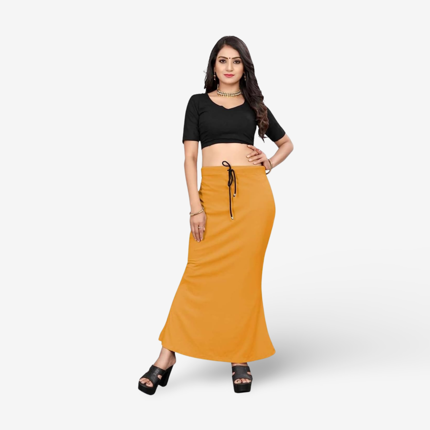 Lycra Saree Shapewear Petticoat for Women by Shreekama Mustard Clothing Accessories for Party Festival Wedding Occasion in Noida