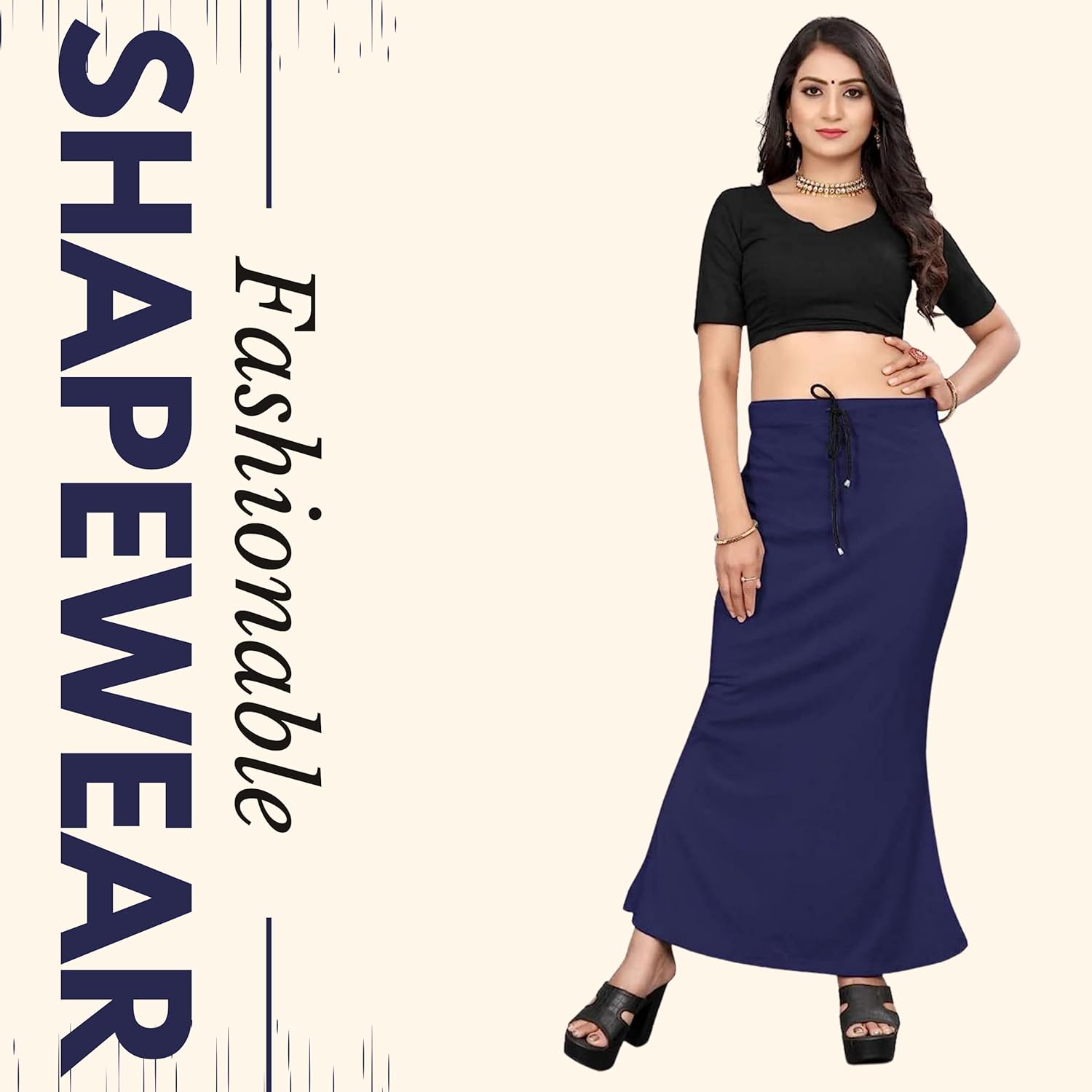 Lycra Saree Shapewear Petticoat for Women by Shreekama Navy Blue Clothing Accessories for Party Festival Wedding Occasion in Noida