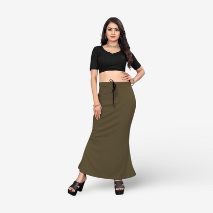 Lycra Saree Shapewear Petticoat for Women by Shreekama Olive Clothing Accessories for Party Festival Wedding Occasion in Noida