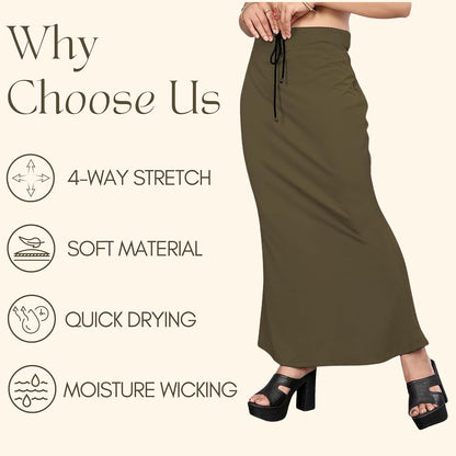 Lycra Saree Shapewear Petticoat for Women by Shreekama Olive Clothing Accessories for Party Festival Wedding Occasion in Noida