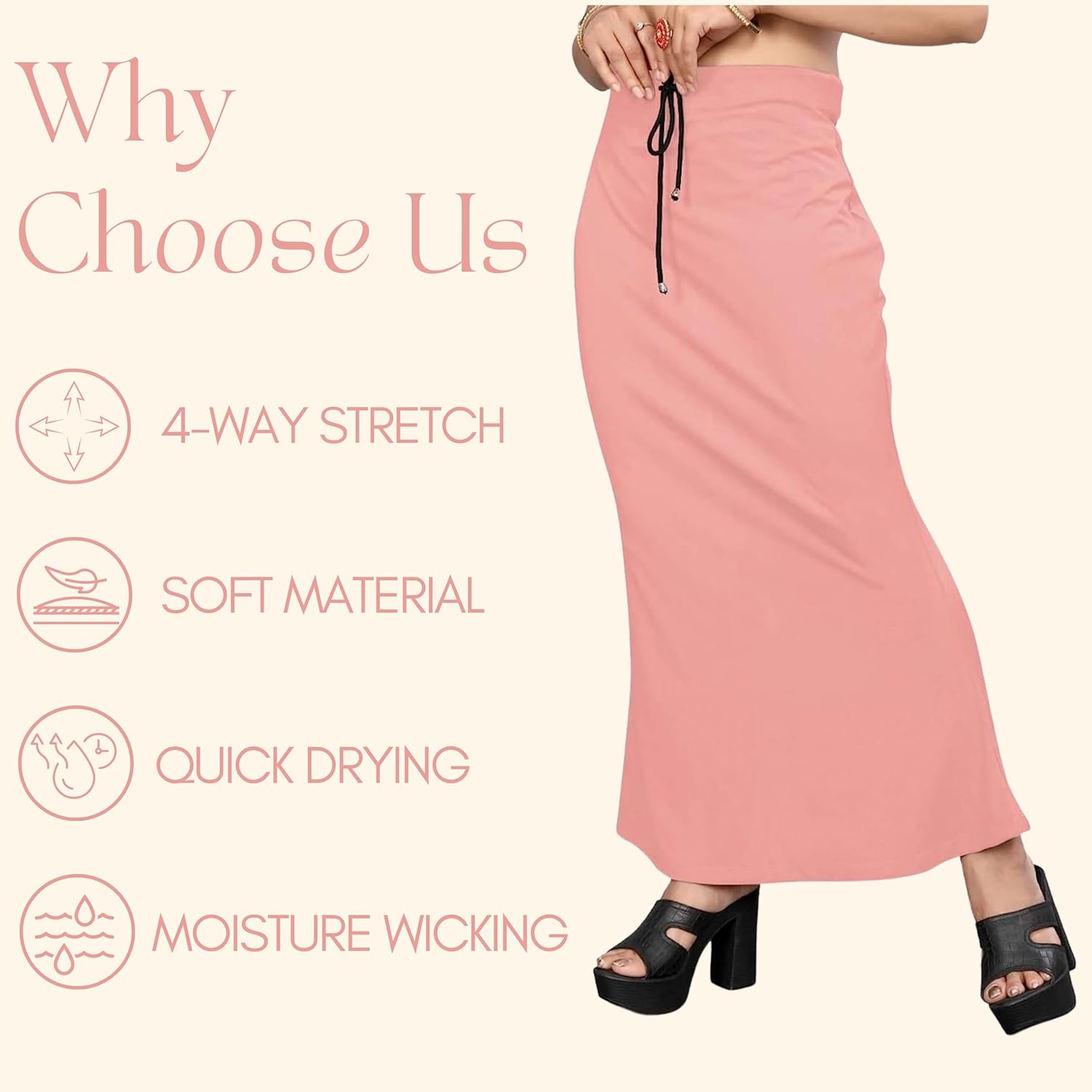 Lycra Saree Shapewear Petticoat for Women by Shreekama Onion Pink Clothing Accessories for Party Festival Wedding Occasion in Noida