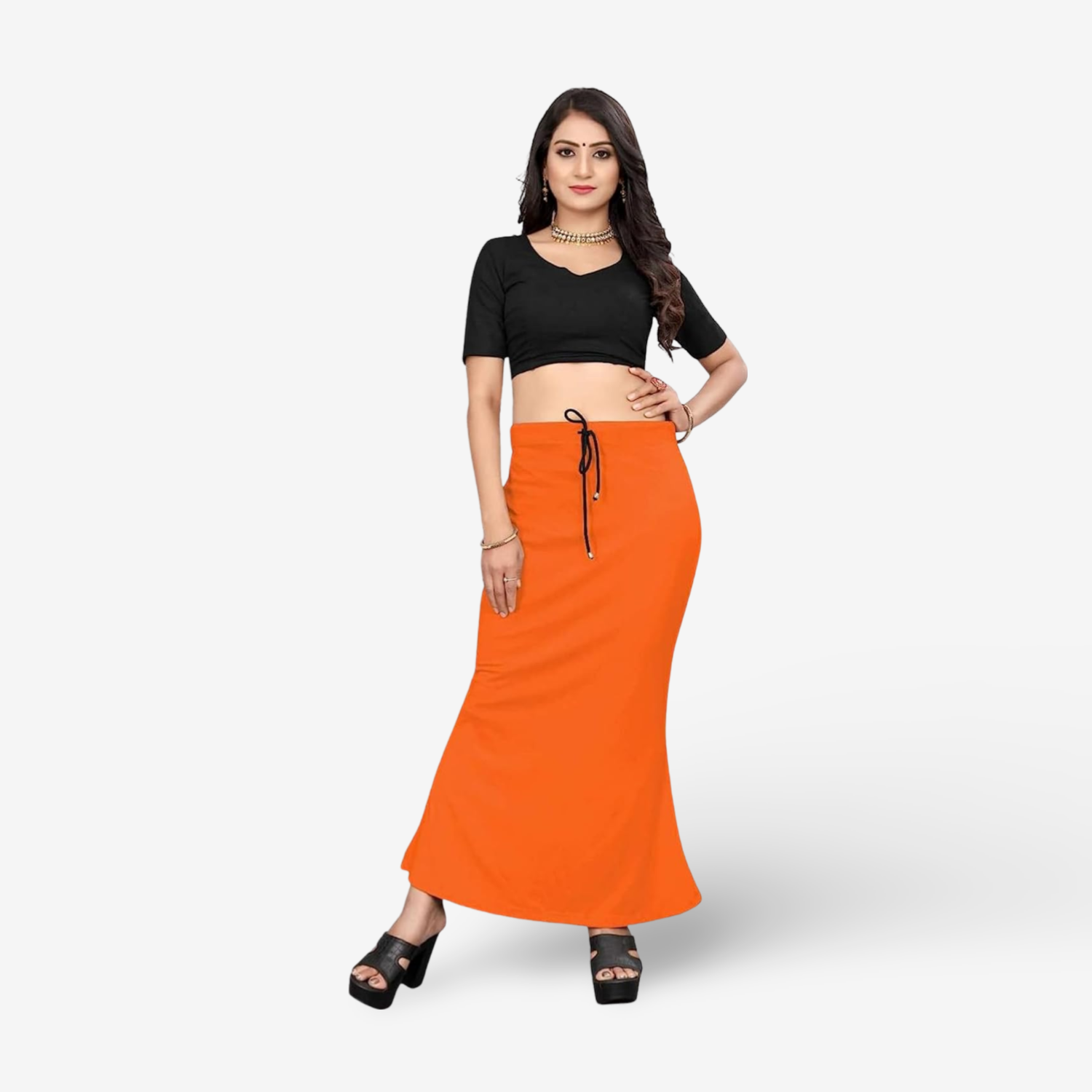 Lycra Saree Shapewear Petticoat for Women by Shreekama Orange Clothing Accessories for Party Festival Wedding Occasion in Noida