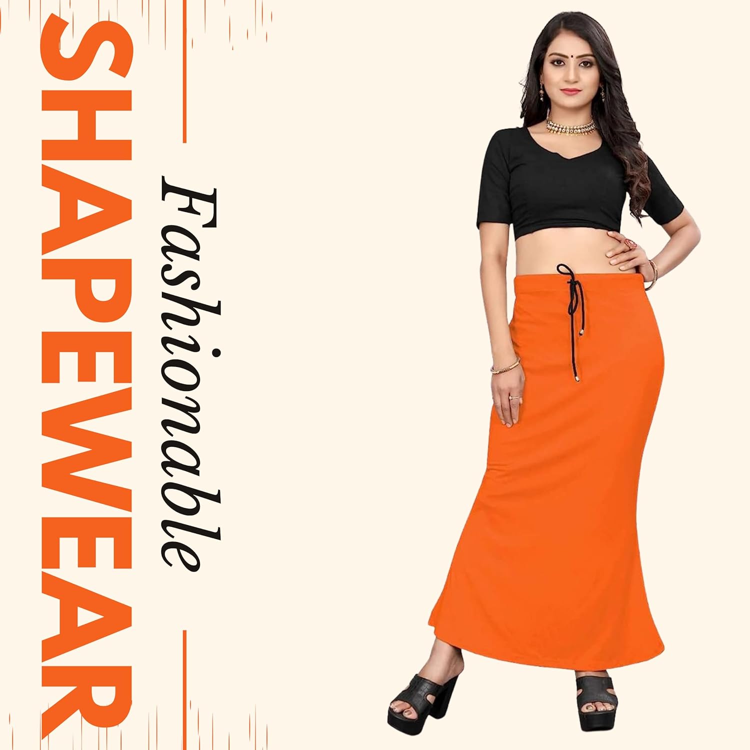 Lycra Saree Shapewear Petticoat for Women by Shreekama Orange Clothing Accessories for Party Festival Wedding Occasion in Noida