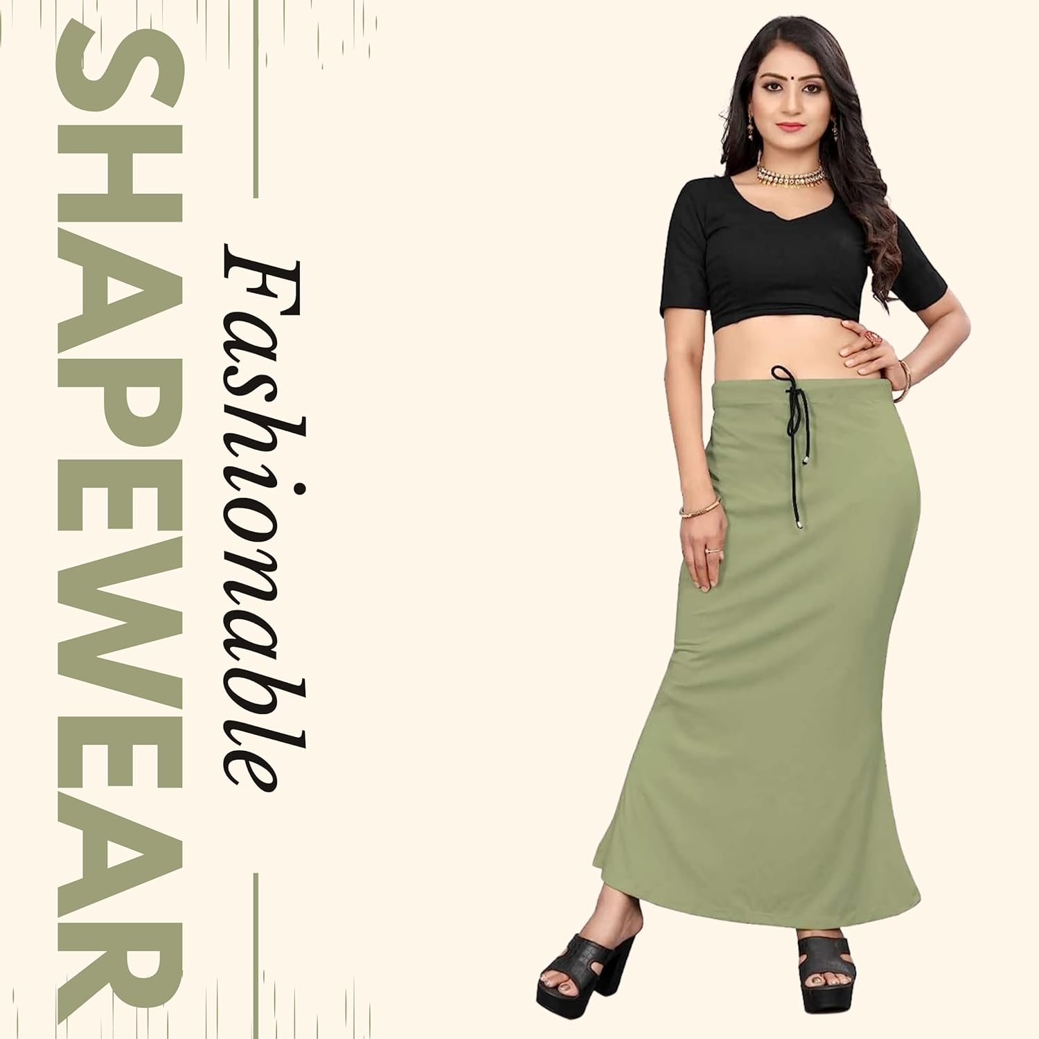 Lycra Saree Shapewear Petticoat for Women by Shreekama Pista Green Clothing Accessories for Party Festival Wedding Occasion in Noida