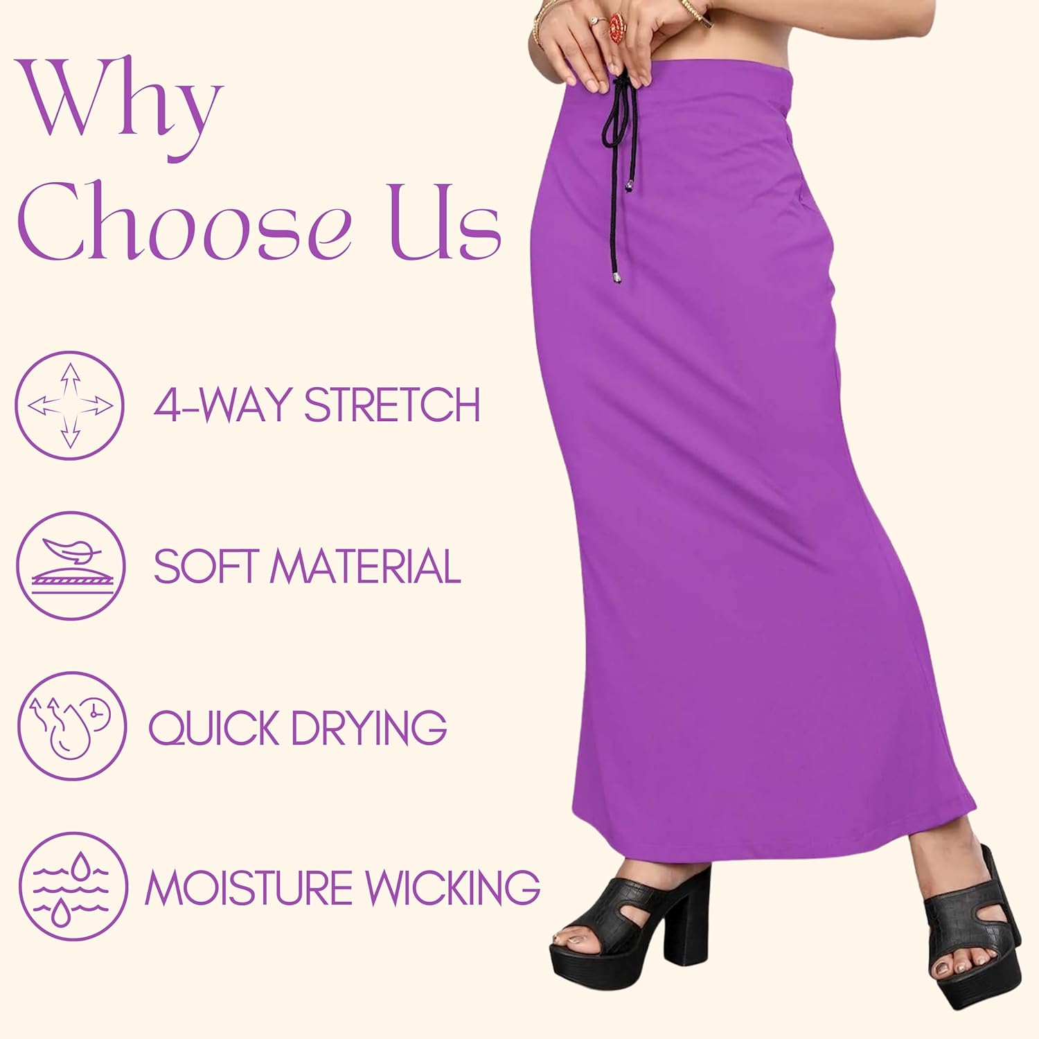 Lycra Saree Shapewear Petticoat for Women by Shreekama Purple Clothing Accessories for Party Festival Wedding Occasion in Noida