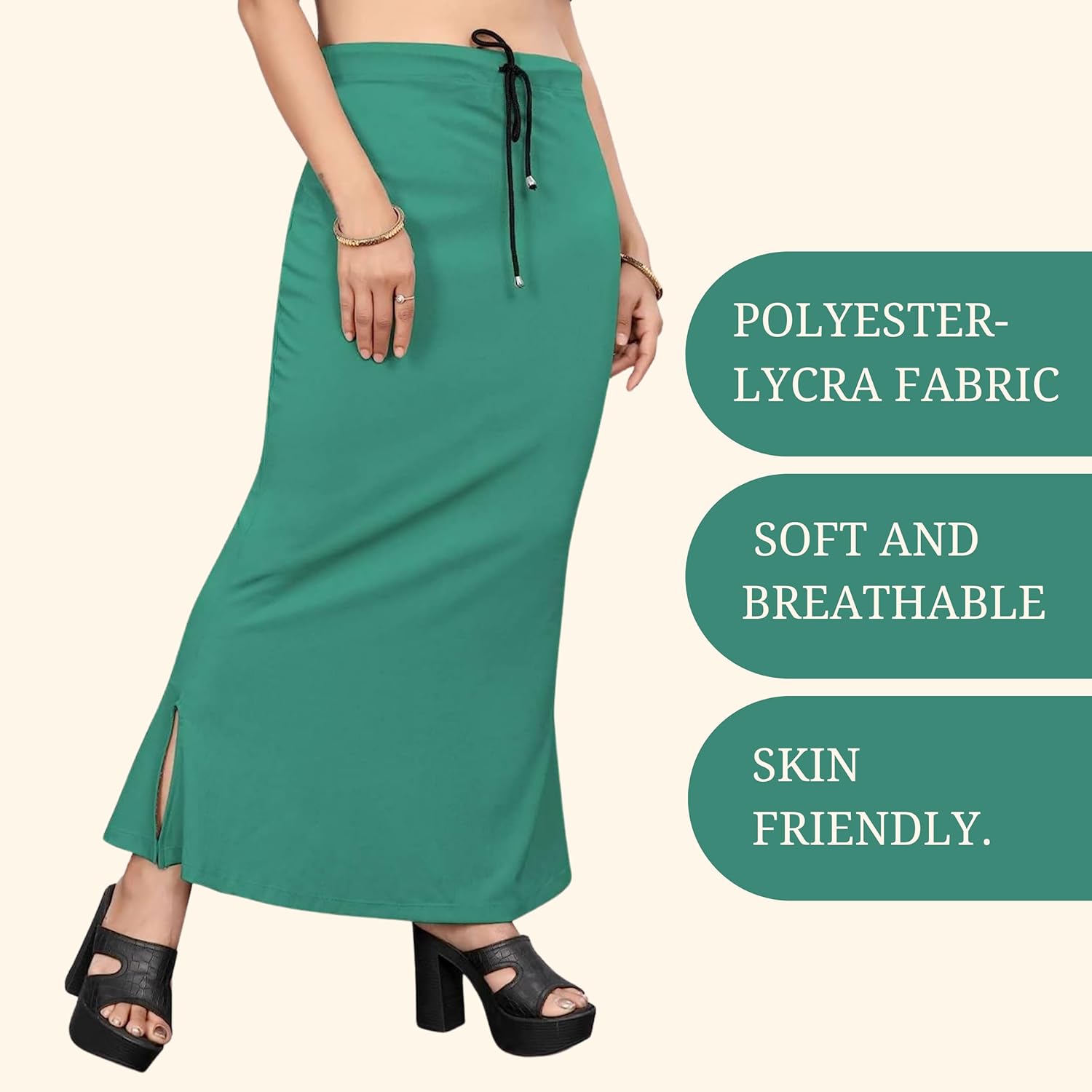 Lycra Saree Shapewear Petticoat for Women by Shreekama Rama Green Clothing Accessories for Party Festival Wedding Occasion in Noida