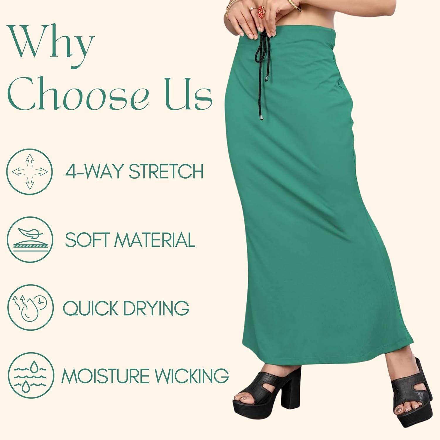 Lycra Saree Shapewear Petticoat for Women by Shreekama Rama Green Clothing Accessories for Party Festival Wedding Occasion in Noida