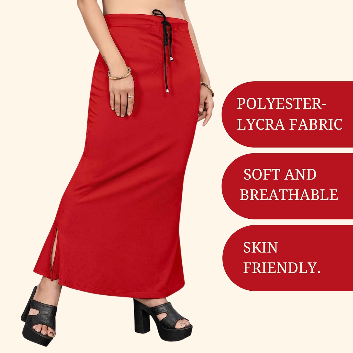 Lycra Saree Shapewear Petticoat for Women by Shreekama Red Clothing Accessories for Party Festival Wedding Occasion in Noida