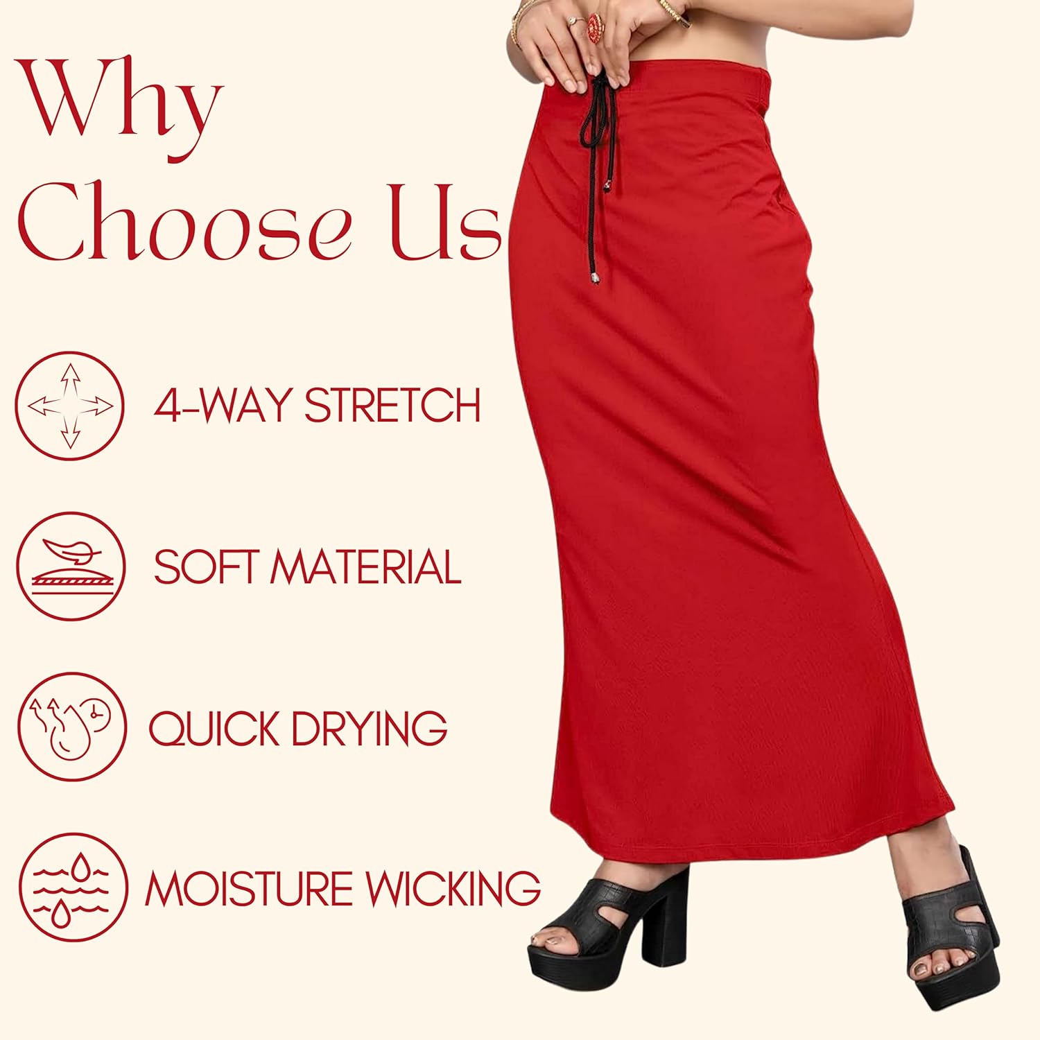 Lycra Saree Shapewear Petticoat for Women by Shreekama Red Clothing Accessories for Party Festival Wedding Occasion in Noida