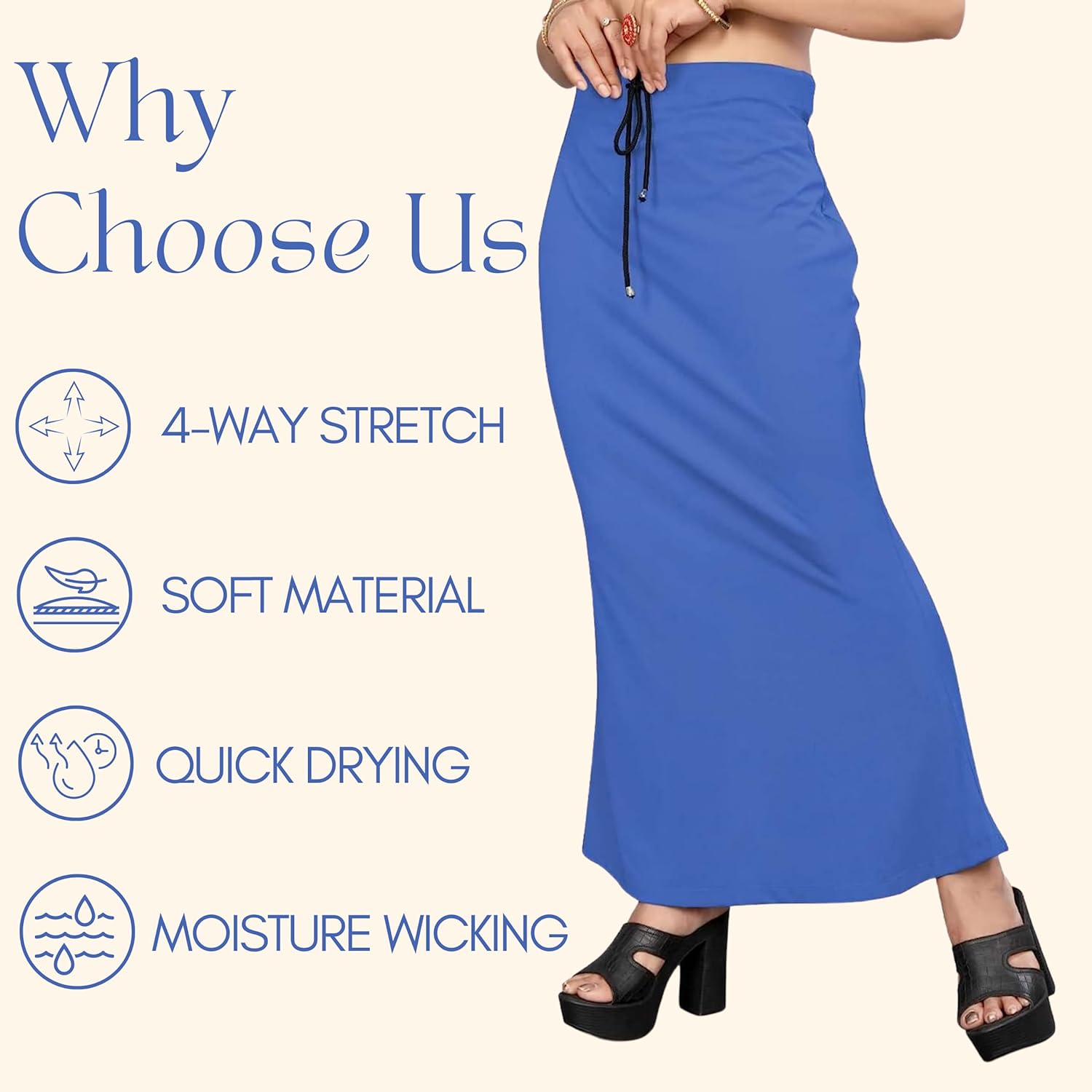 Lycra Saree Shapewear Petticoat for Women by Shreekama Royal Blue Clothing Accessories for Party Festival Wedding Occasion in Noida