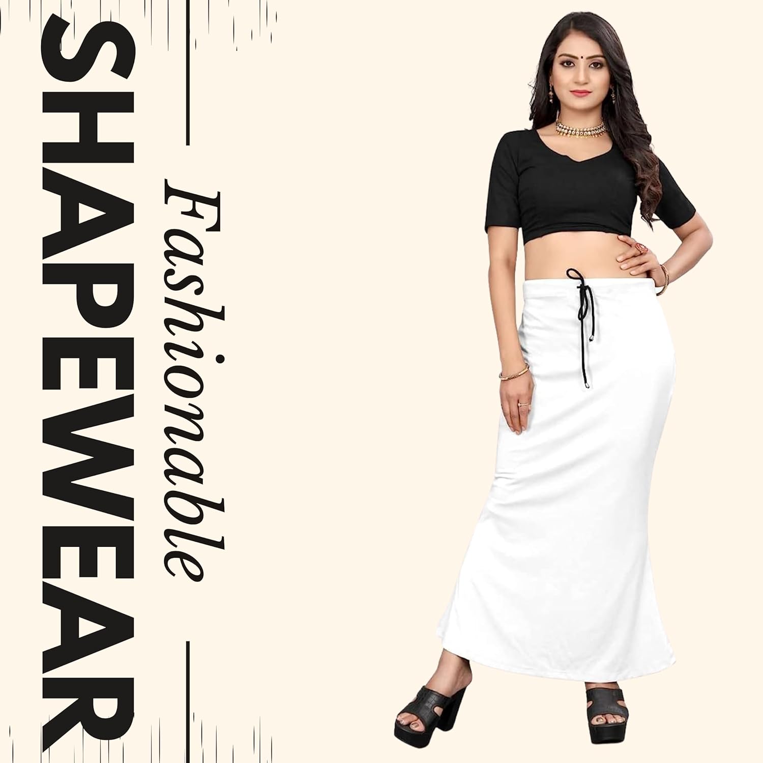 Lycra Saree Shapewear Petticoat for Women by Shreekama White Clothing Accessories for Party Festival Wedding Occasion in Noida