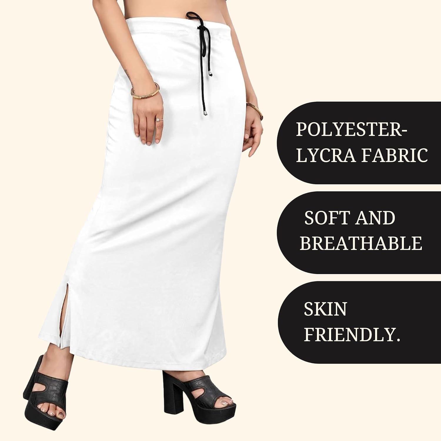 Lycra Saree Shapewear Petticoat for Women by Shreekama White Clothing Accessories for Party Festival Wedding Occasion in Noida