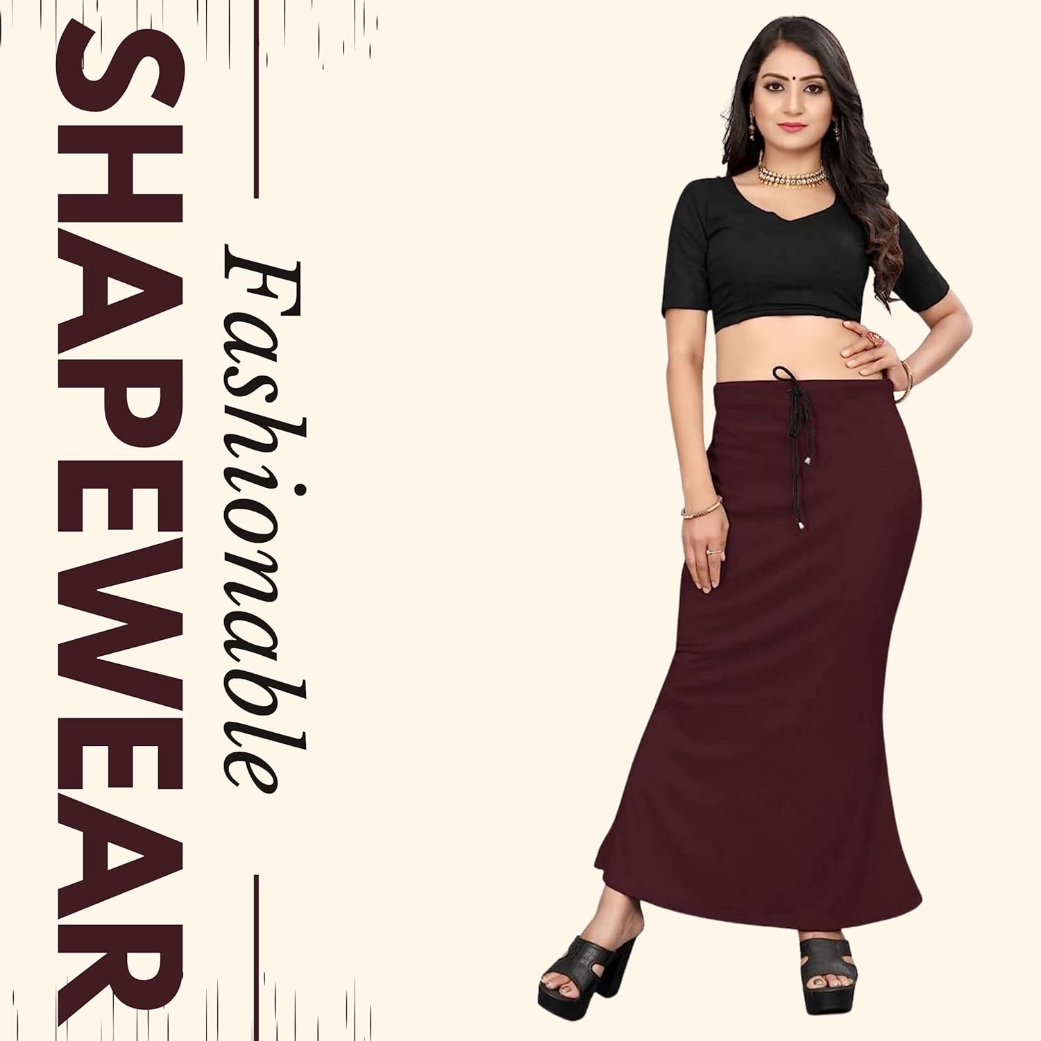 Lycra Saree Shapewear Petticoat for Women by Shreekama Wine Clothing Accessories for Party Festival Wedding Occasion in Noida