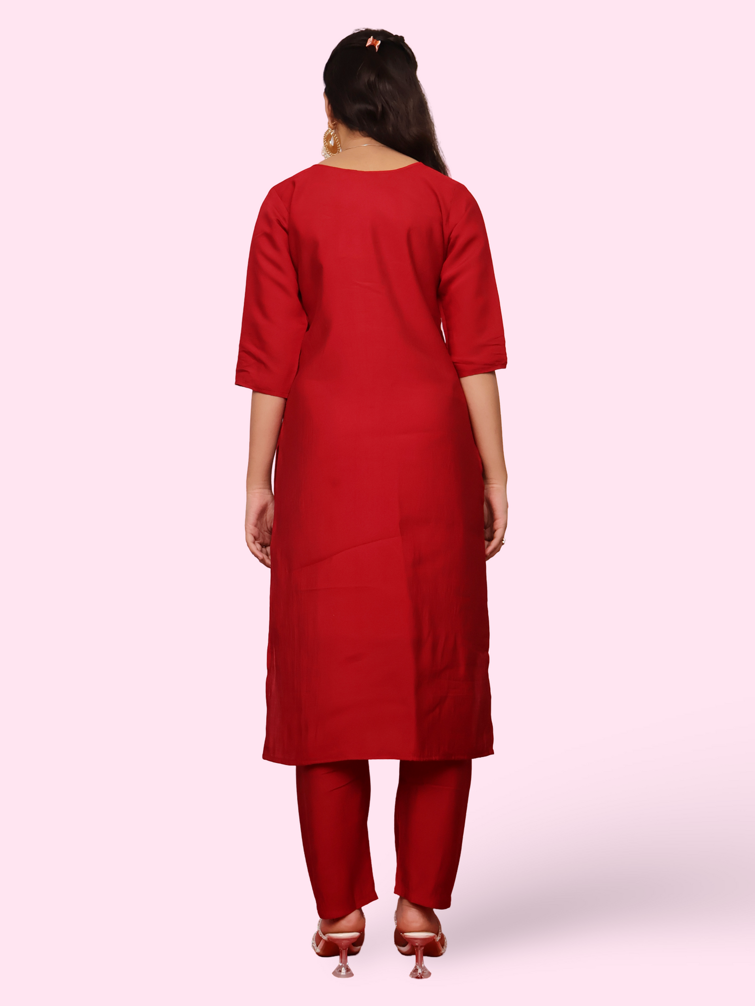 Embroidered Straight Kurta Set with Pant and Dupatta