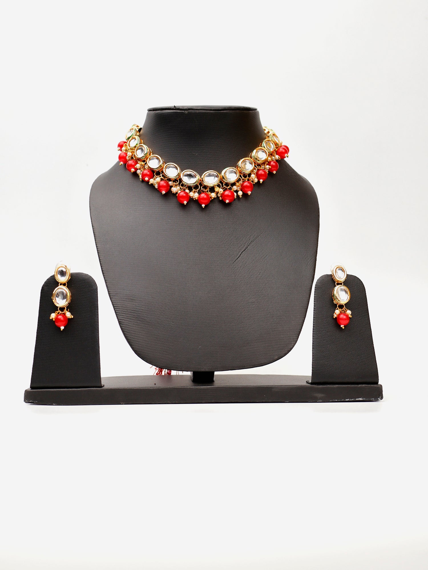Kundan and Red Studs Necklace Set Fashion Jewelry for Party Festival Wedding Occasion in Noida