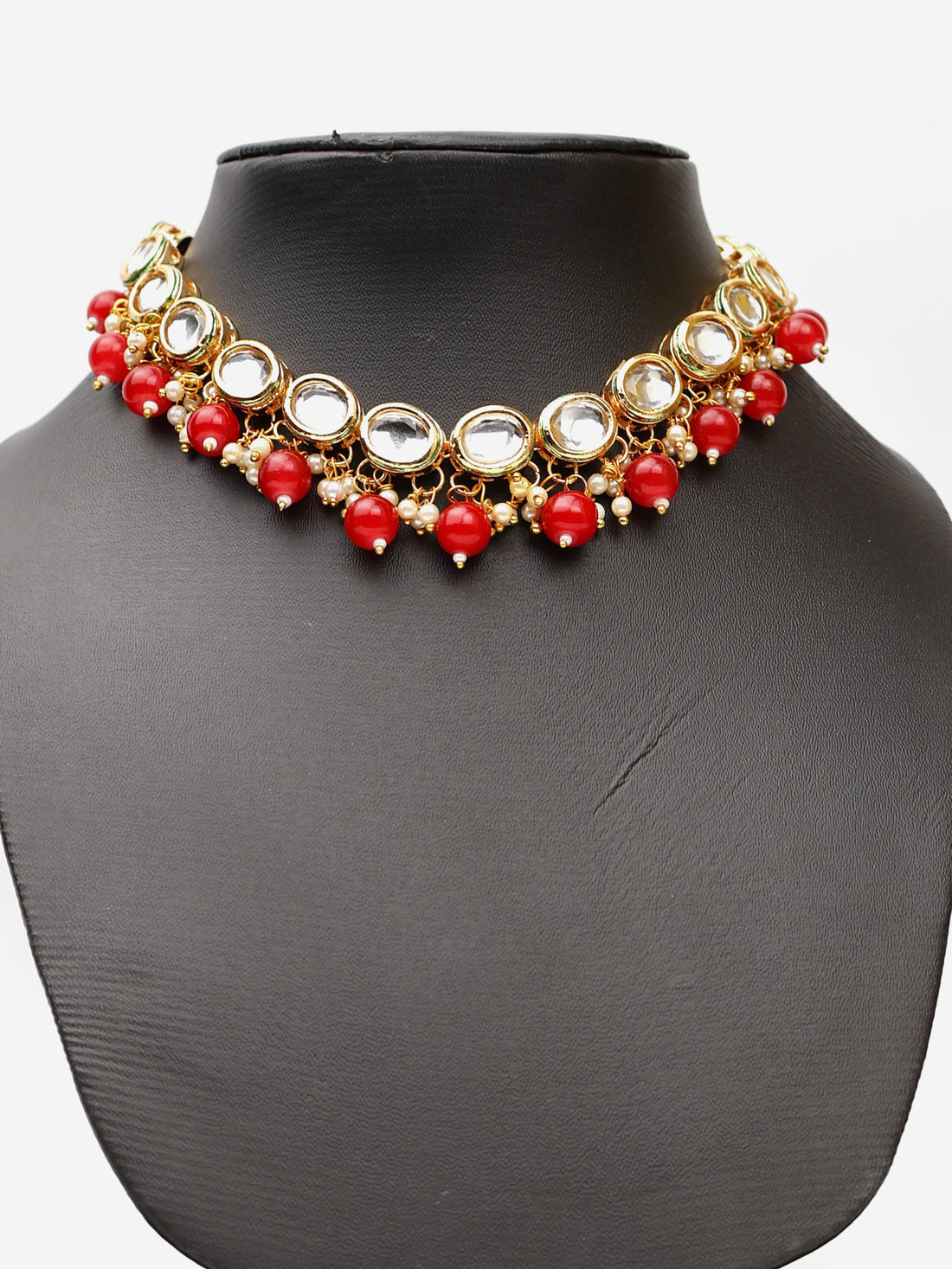 Kundan and Red Studs Necklace Set Fashion Jewelry for Party Festival Wedding Occasion in Noida