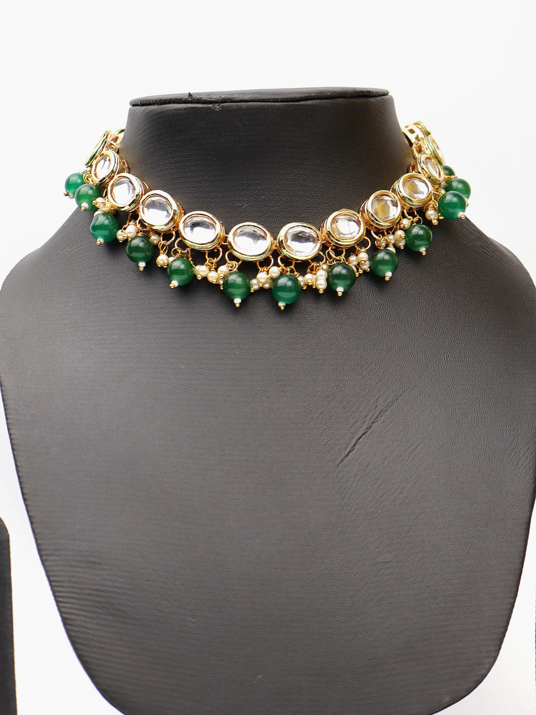 Kundan and Green Studs Necklace Set Fashion Jewelry for Party Festival Wedding Occasion in Noida