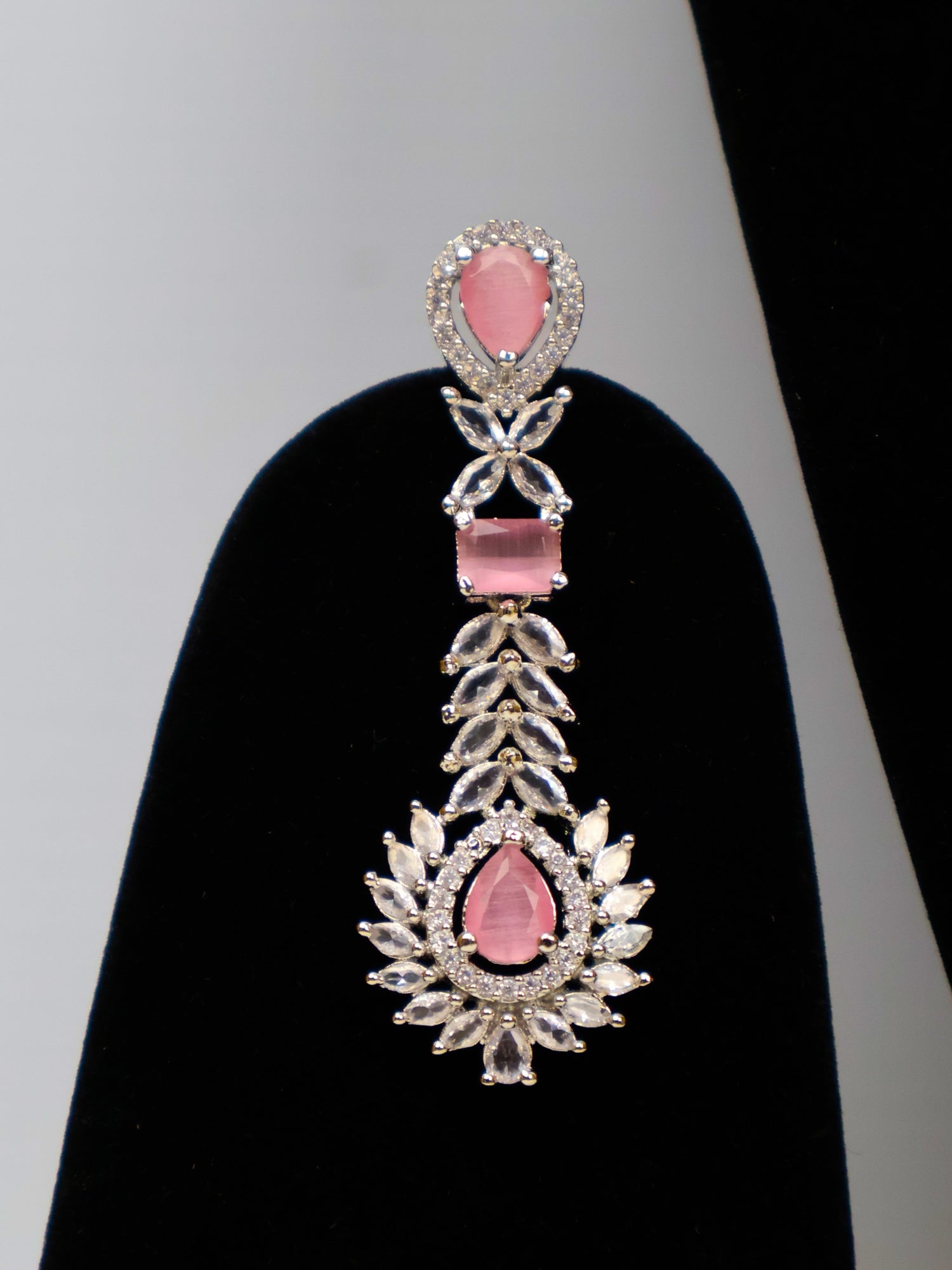 Silver Plated Pink AD Necklace Set