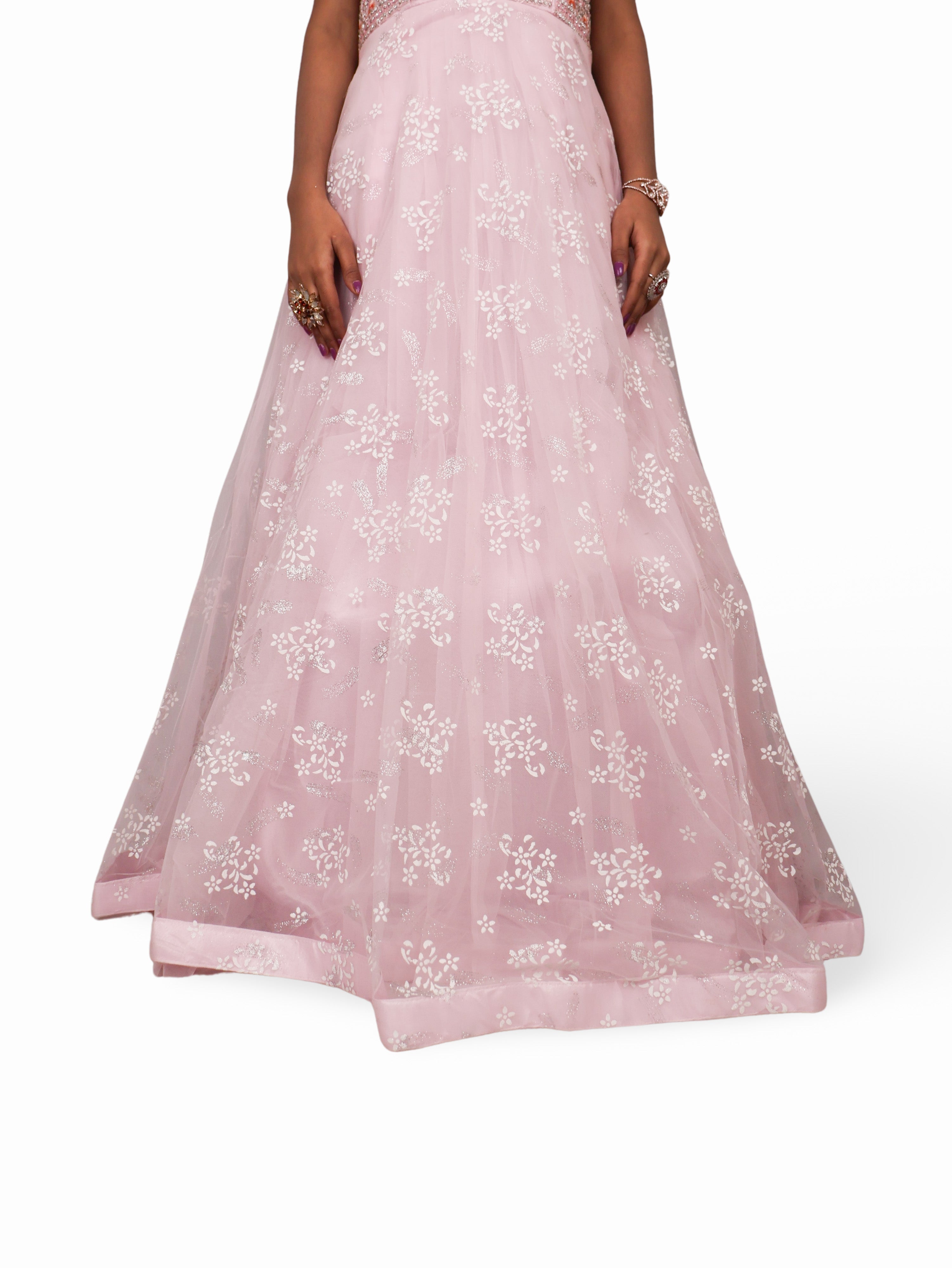 Gown with Stone Work &amp; Embroidery by Shreekama Pink Designer Gowns for Party Festival Wedding Occasion in Noida