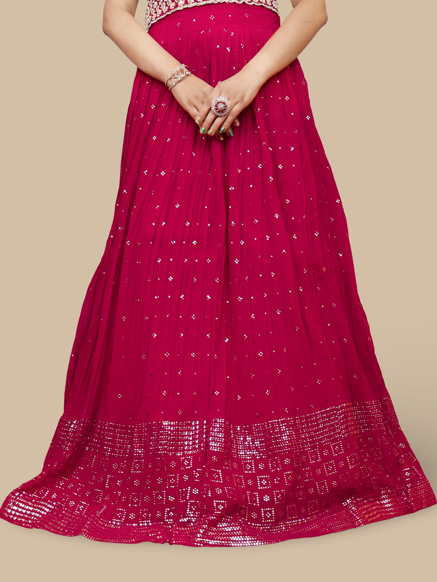 Designer Lehenga &amp; choli with dupatta for Women by Shreekama Magenta Designer Lehenga for Party Festival Wedding Occasion in Noida