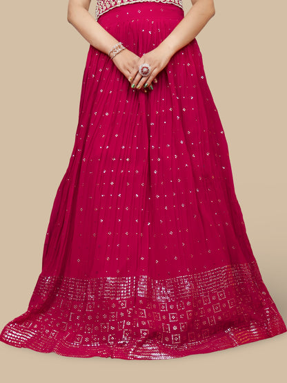 Designer Lehenga &amp; choli with dupatta for Women by Shreekama Magenta Designer Lehenga for Party Festival Wedding Occasion in Noida