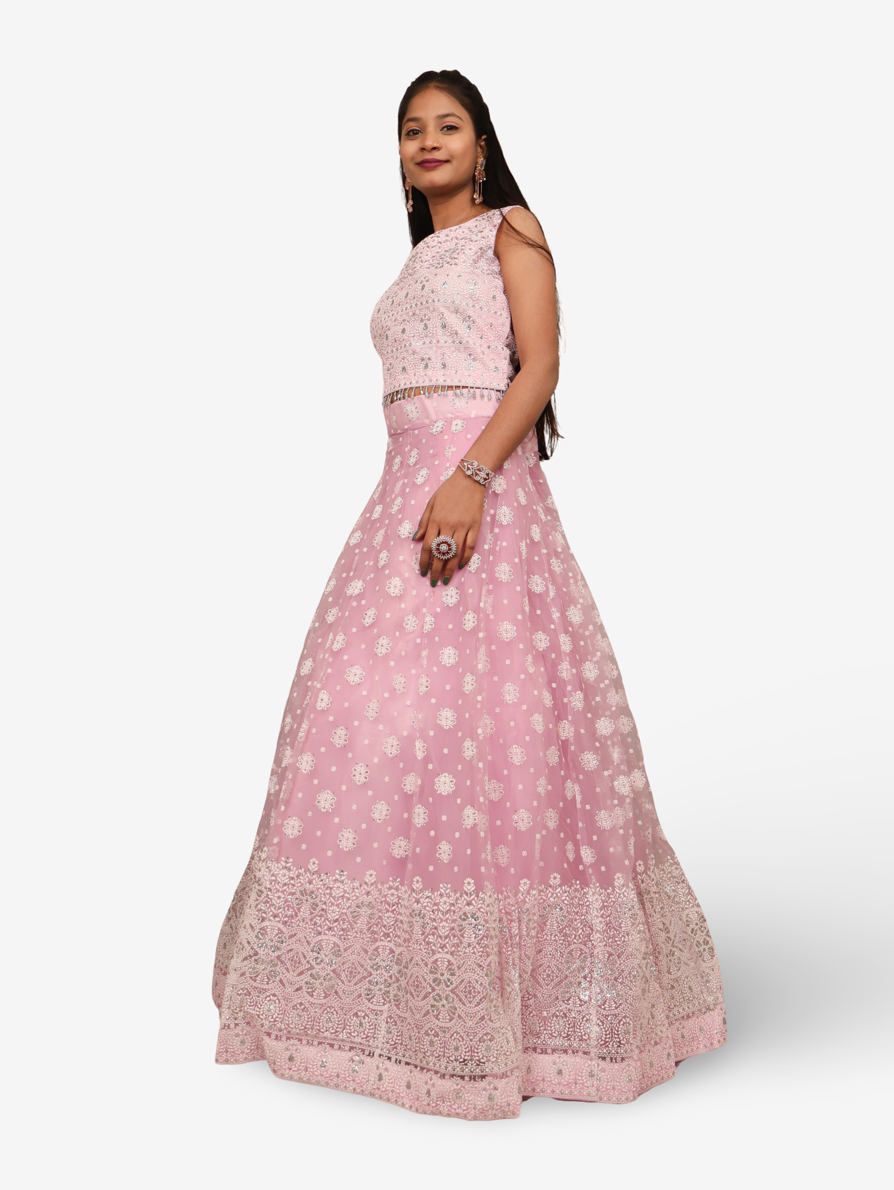 Embellished Flared Lehenga Choli Set with Dupatta by Shreekama Pink Designer Lehenga for Party Festival Wedding Occasion in Noida