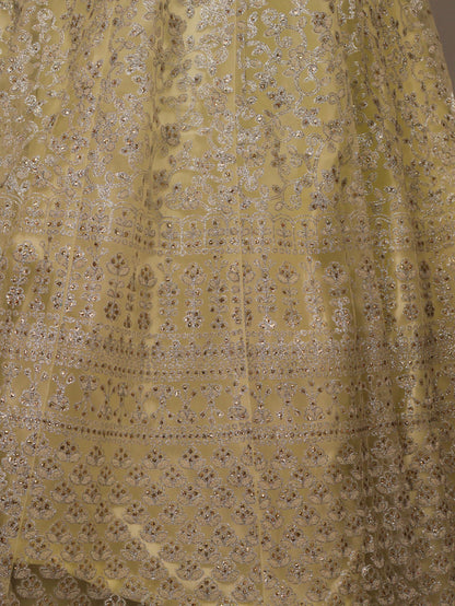 Shimmery and Shiny Beautiful Gown by Shreekama Lemon Designer Gowns for Party Festival Wedding Occasion in Noida