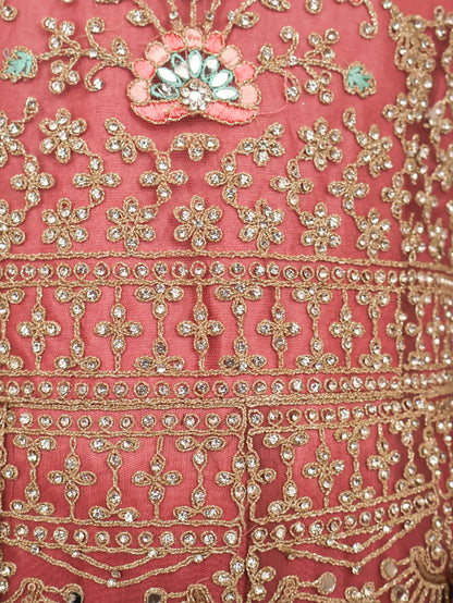 Gown with Stone Work &amp; Embroidery by Shreekama Onion Designer Gowns for Party Festival Wedding Occasion in Noida