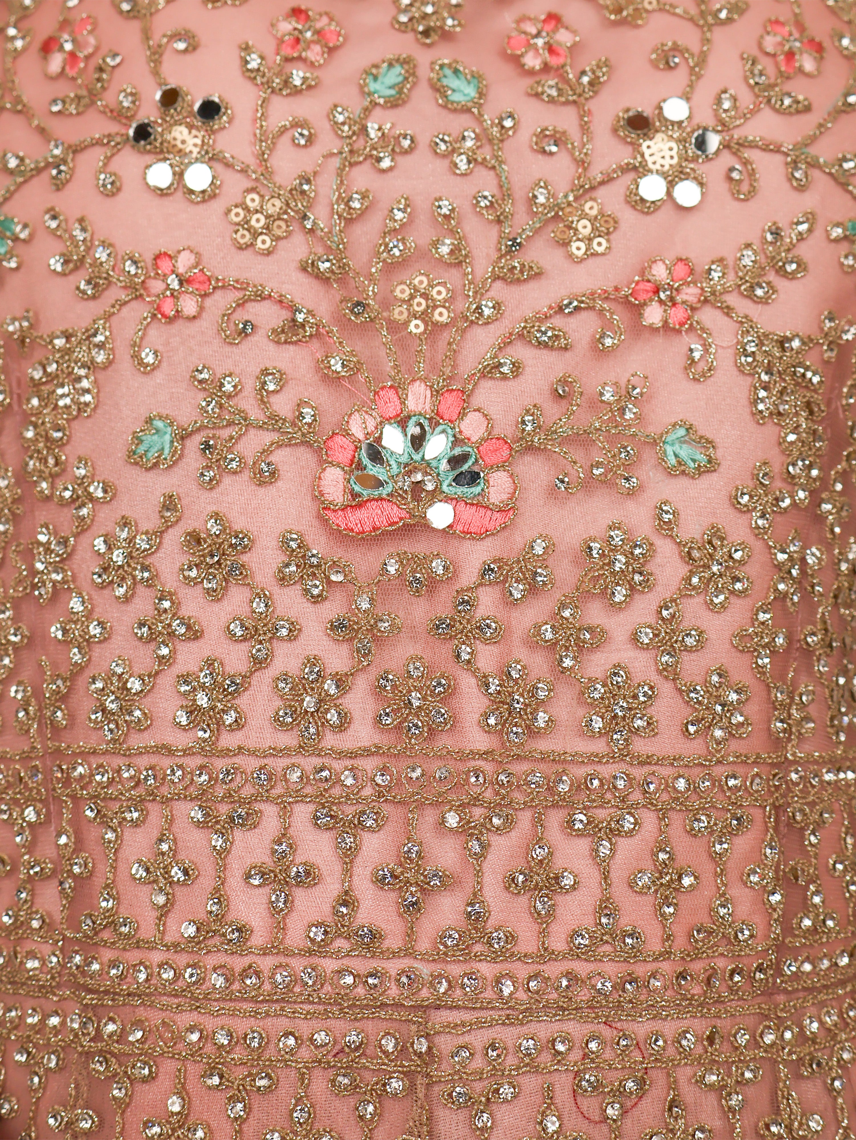 Gown with Stone Work &amp; Embroidery by Shreekama Baby Pink Designer Gowns for Party Festival Wedding Occasion in Noida