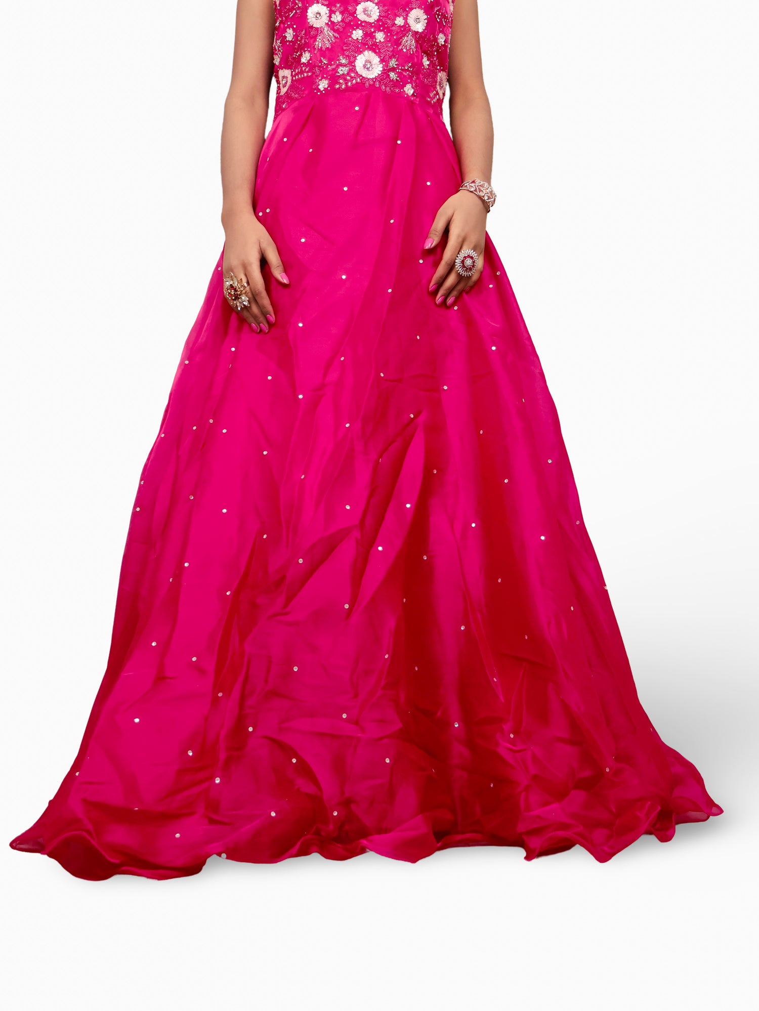 Gown with Sequin &amp; Cut Dana Work by Shreekama Magenta Designer Gowns for Party Festival Wedding Occasion in Noida