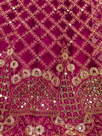 Semi-Stitched Lehenga Embroidery &amp; Zari Thread Work by Shreekama Wine Semi-Stitched Lehenga for Party Festival Wedding Occasion in Noida