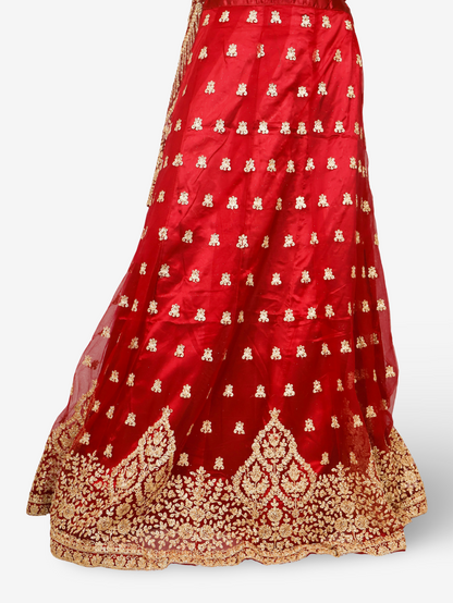 Lehenga Choli Set with Attached Shrug &amp; Zari Thread Work by Shreekama Maroon Designer Lehenga for Party Festival Wedding Occasion in Noida