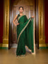 Designer Saree with Cut Dana & Kundan Work by Shreekama Dark Green Designer Sarees for Party Festival Wedding Occasion in Noida