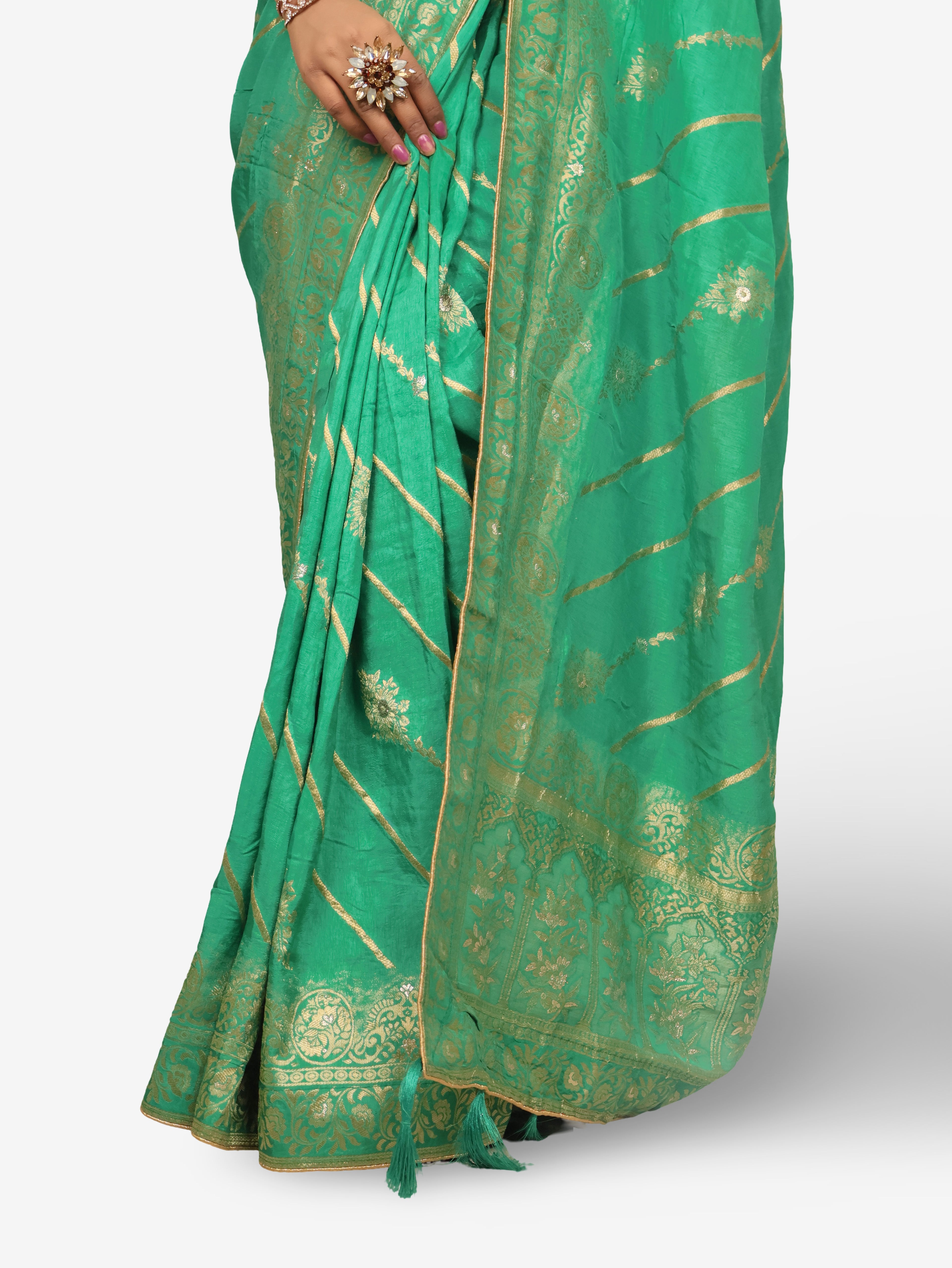 Designer Woven Banarsi Saree by Shreekama Sea Green Designer Sarees for Party Festival Wedding Occasion in Noida