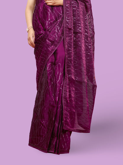 Designer Saree with Heavy Sequin &amp; Stone Work by Shreekama