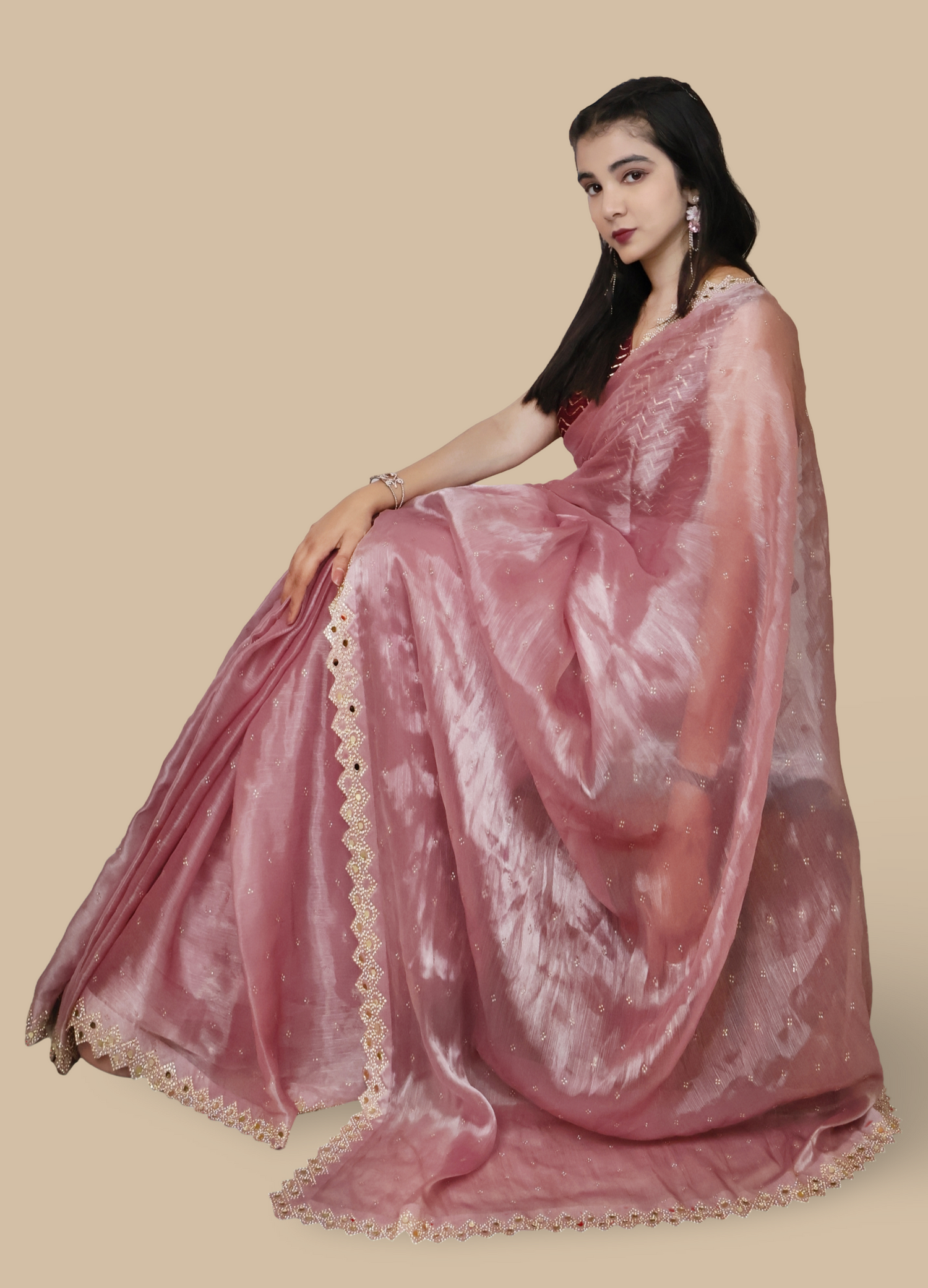 Designer Saree with Heavy Sequin &amp; Stone Work by Shreekama