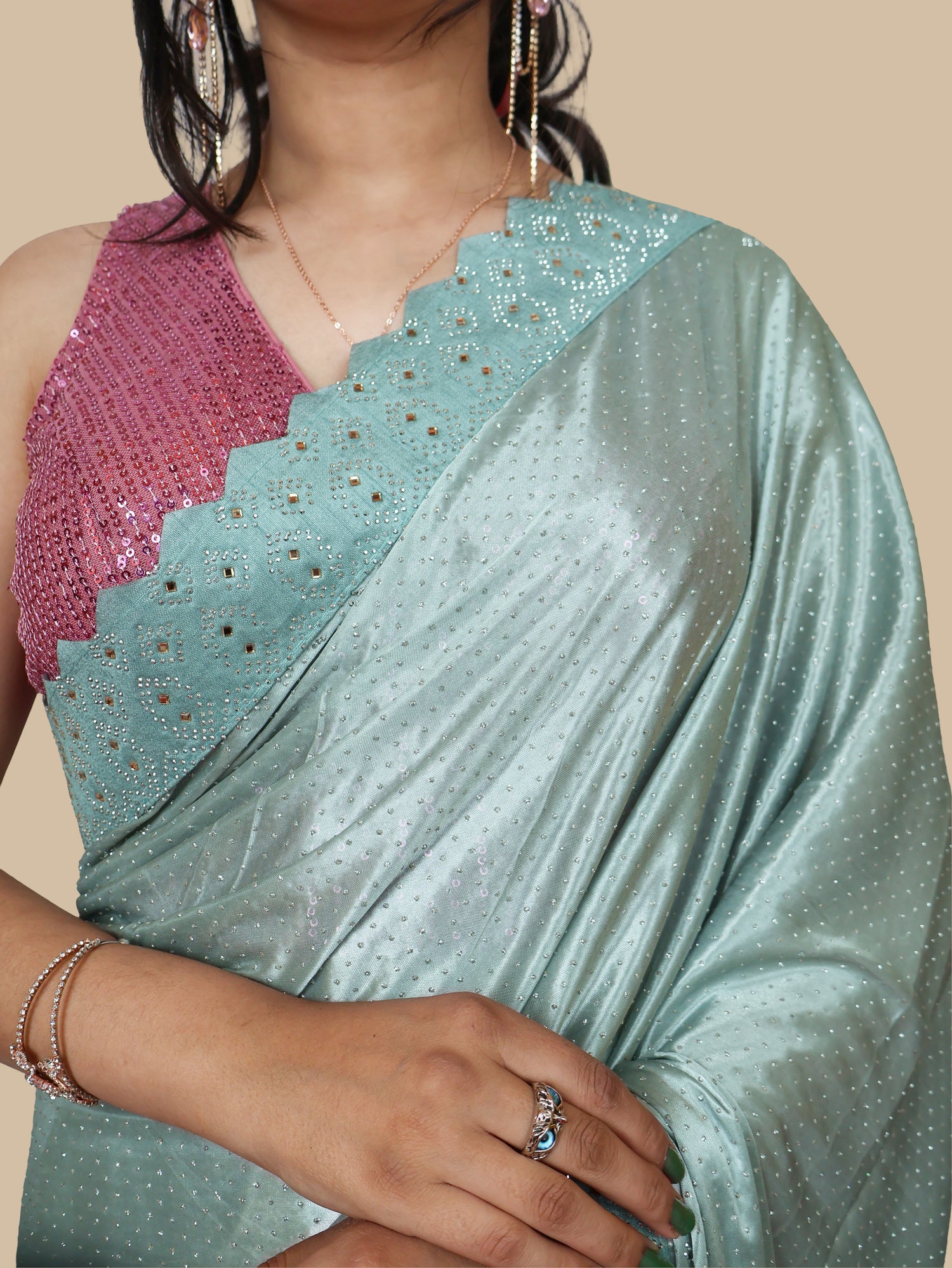 Designer Saree with Heavy Sequin &amp; Stone Work by Shreekama