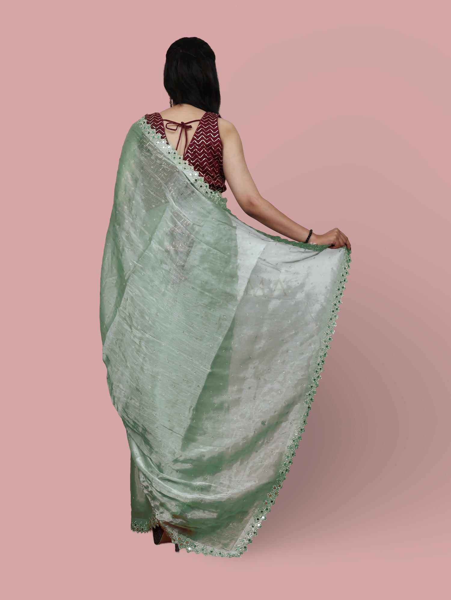 Designer Saree with Heavy Sequin &amp; Stone Work by Shreekama