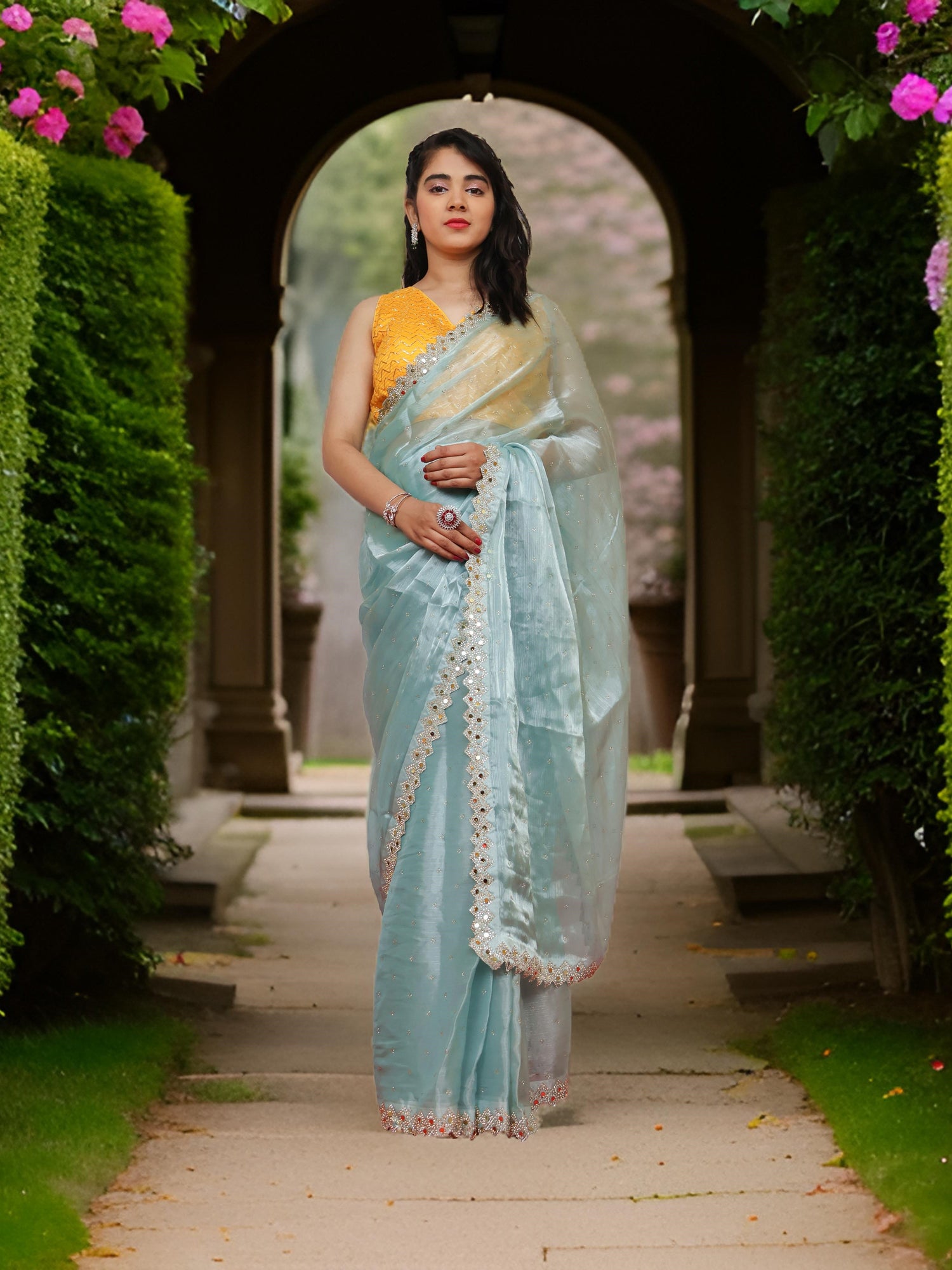 Designer Saree with Heavy Sequin &amp; Stone Work by Shreekama