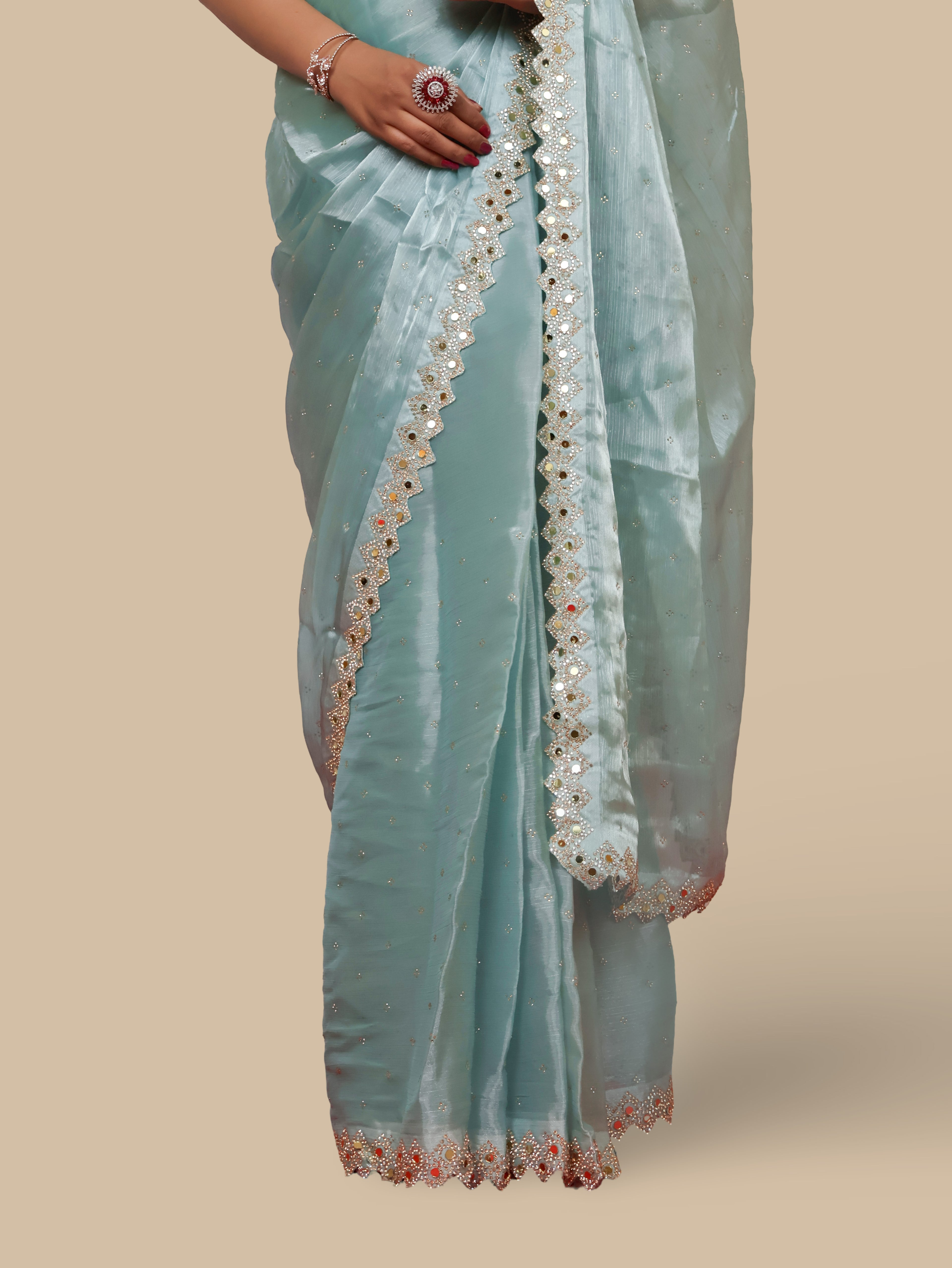 Designer Saree with Heavy Sequin &amp; Stone Work by Shreekama