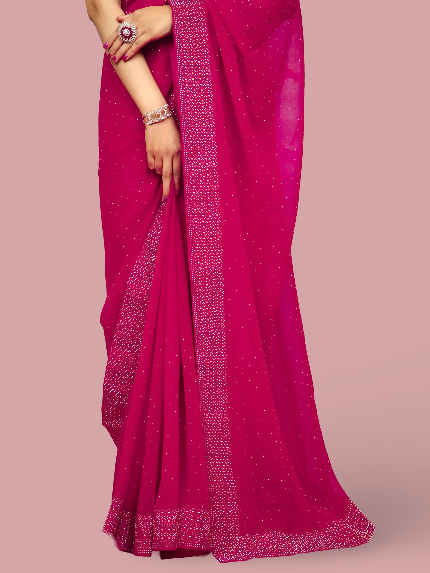 Designer Saree with Rhinestone Work by Shreekama