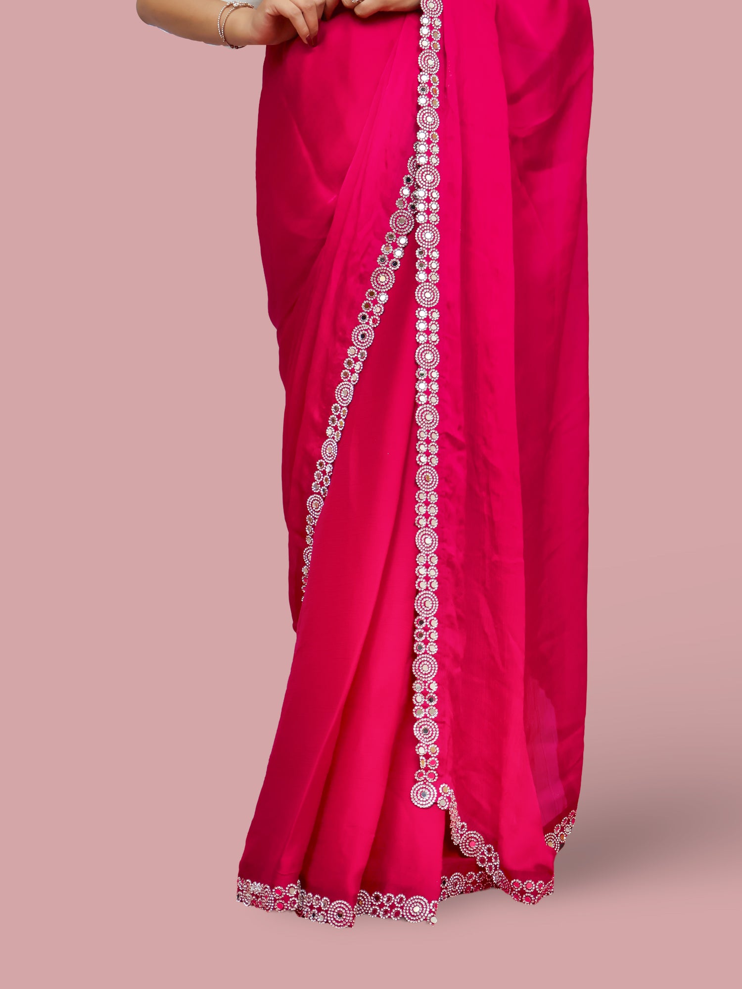 Designer Saree with American Diamond &amp; Mirror Work by Shreekama