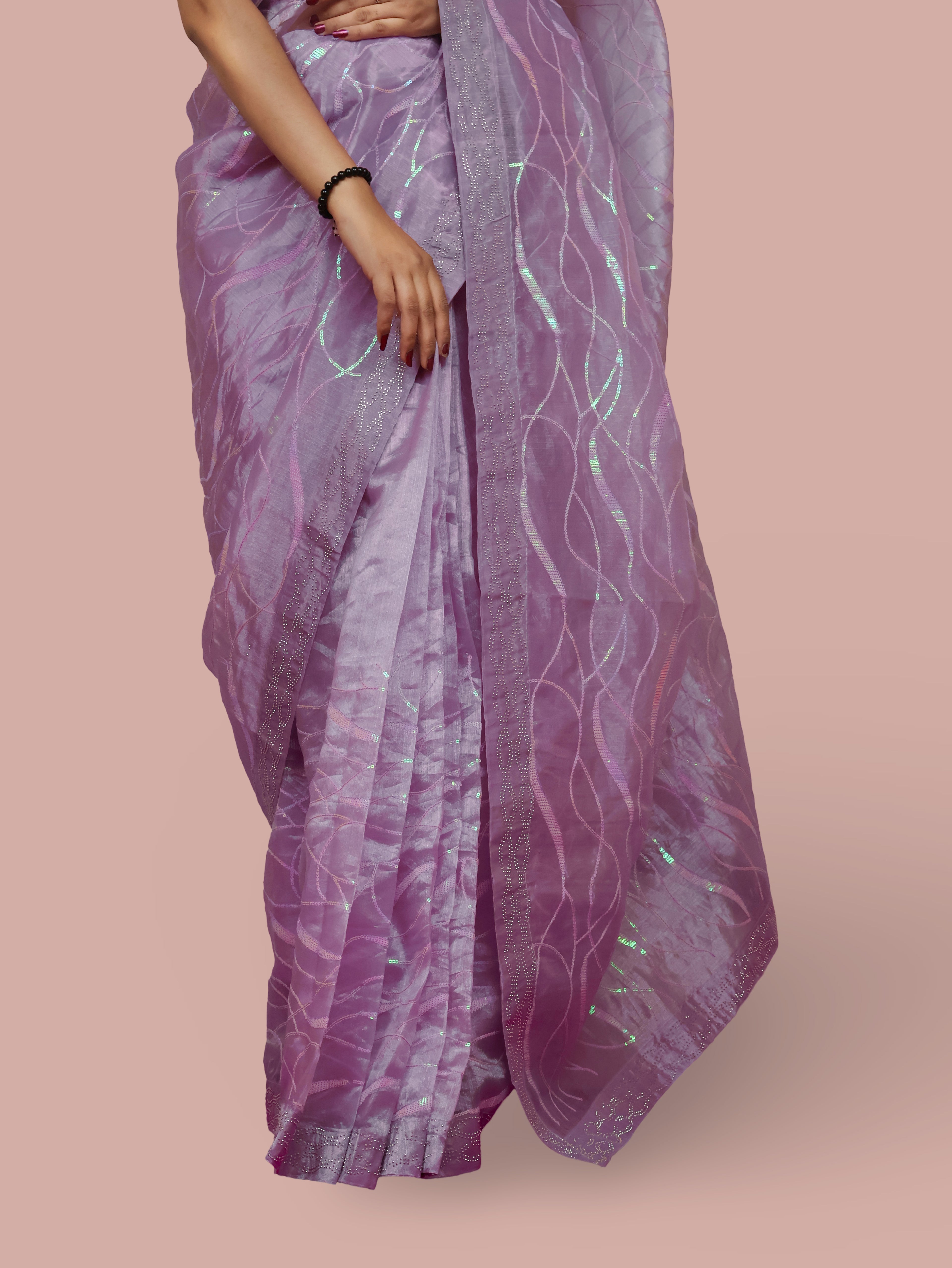 Designer Saree with Rhinestones &amp; Heavy Sequin Work by Shreekama