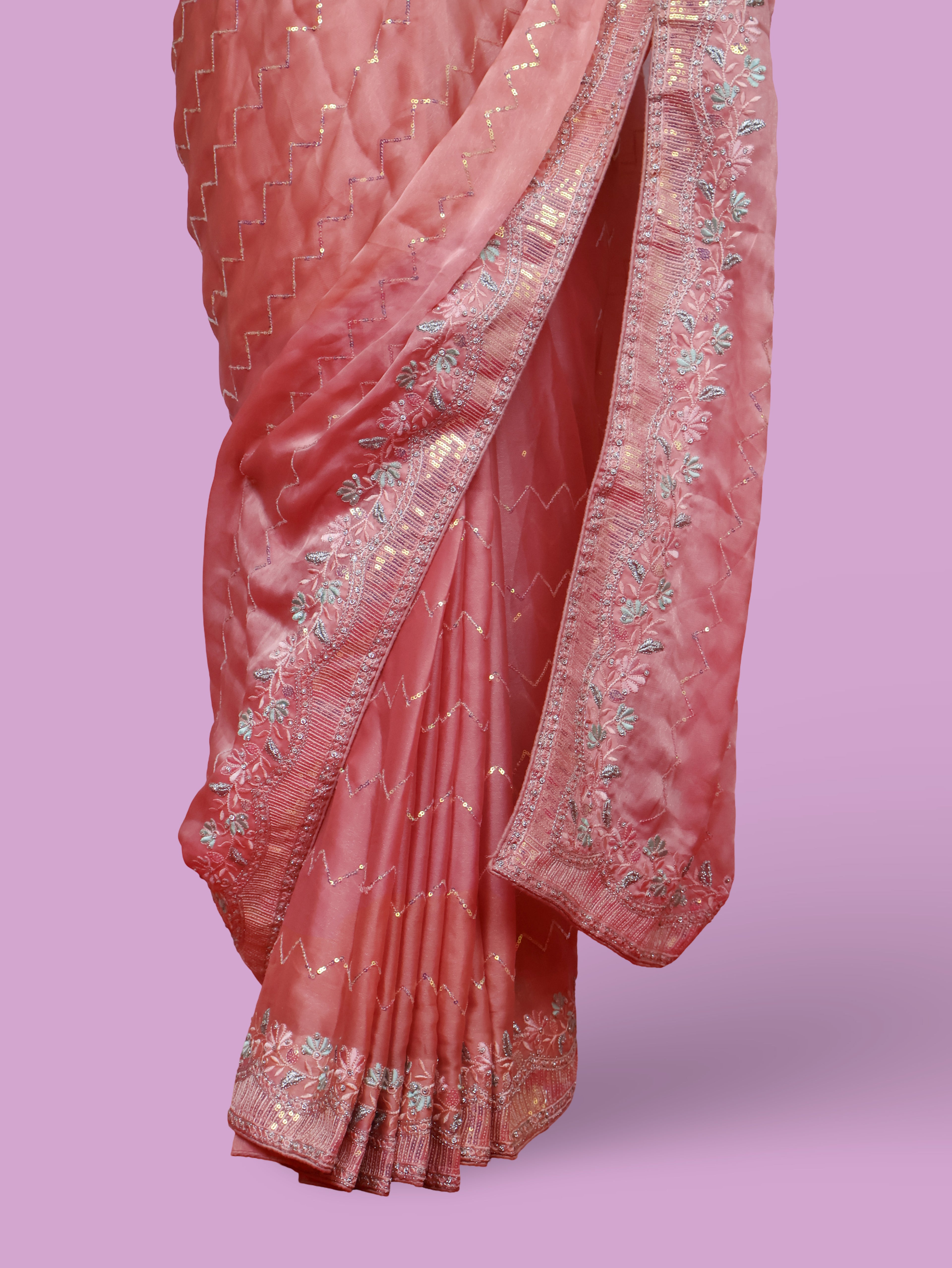 Designer Saree with Embroidery &amp; Zari Thread Work by Shreekama