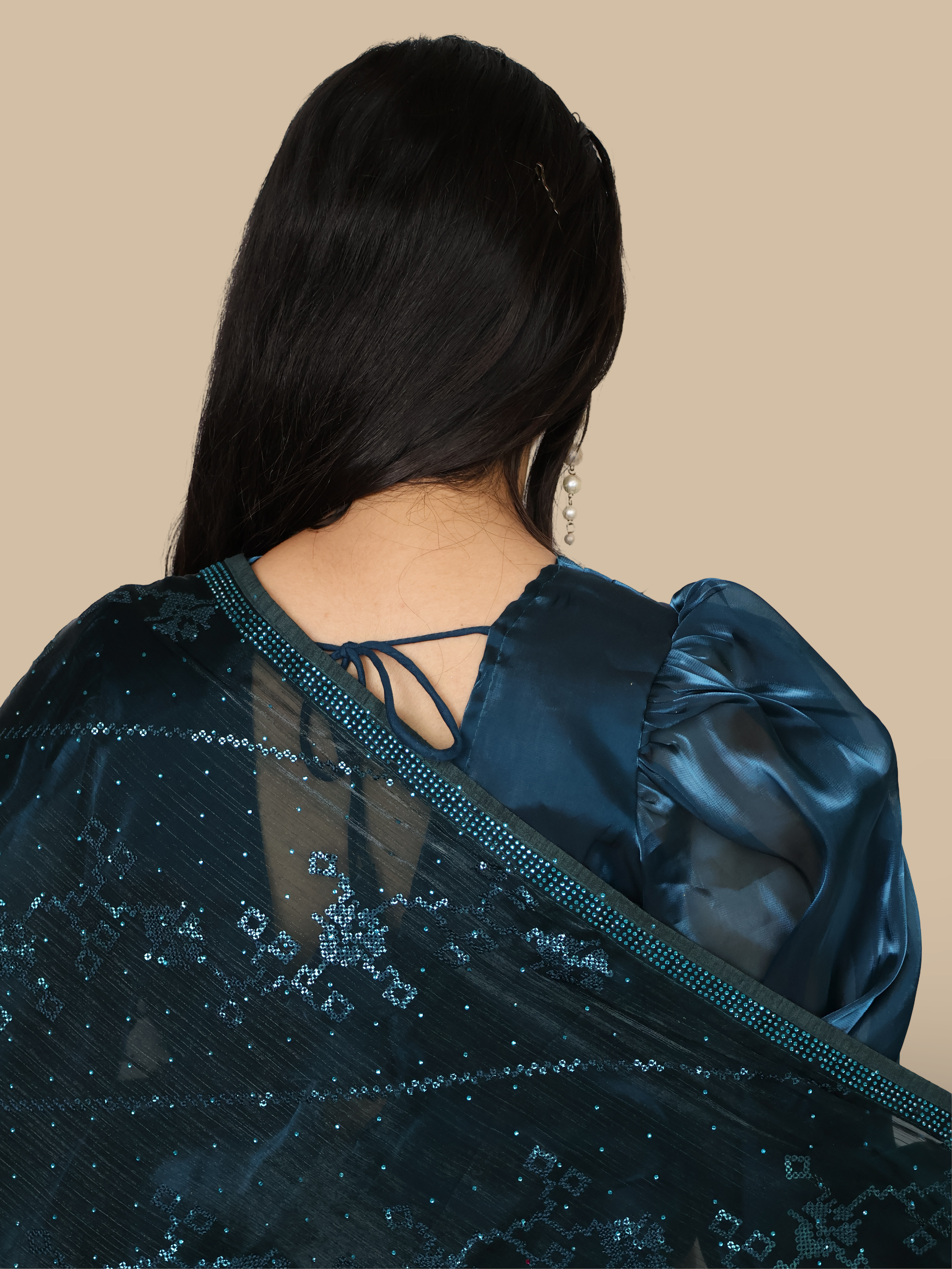 Designer Saree with Rhinestones &amp; Sequin Work by Shreekama